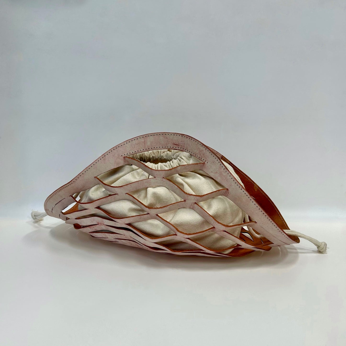 Handcraft Leather Net Bag - Pink