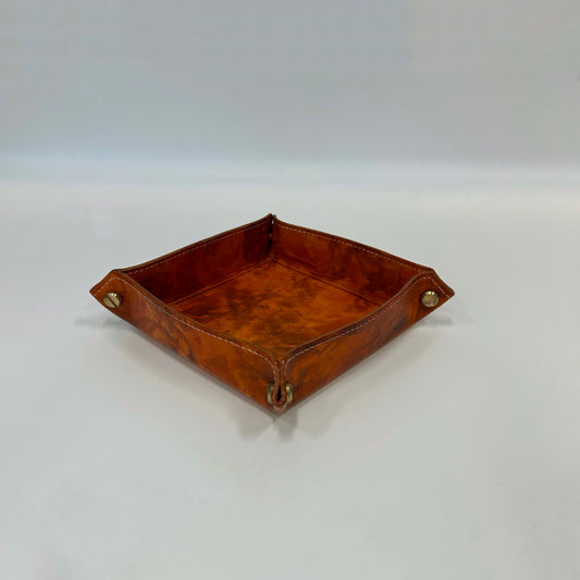 Handcraft Leather Tray - Orange