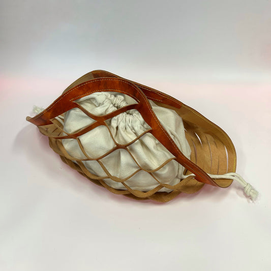 Handcraft Leather Net Bag - Orange