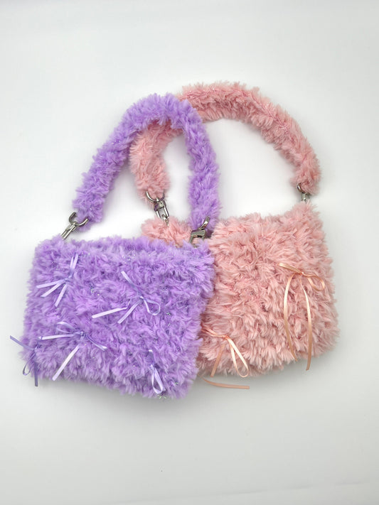 Seekinghel_ Fluffy Pocket Bag _Top Handle(Purple)