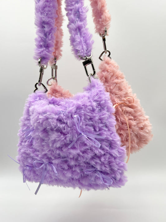 Seekinghel_ Fluffy Pocket Bag_ Long strap(Purple)