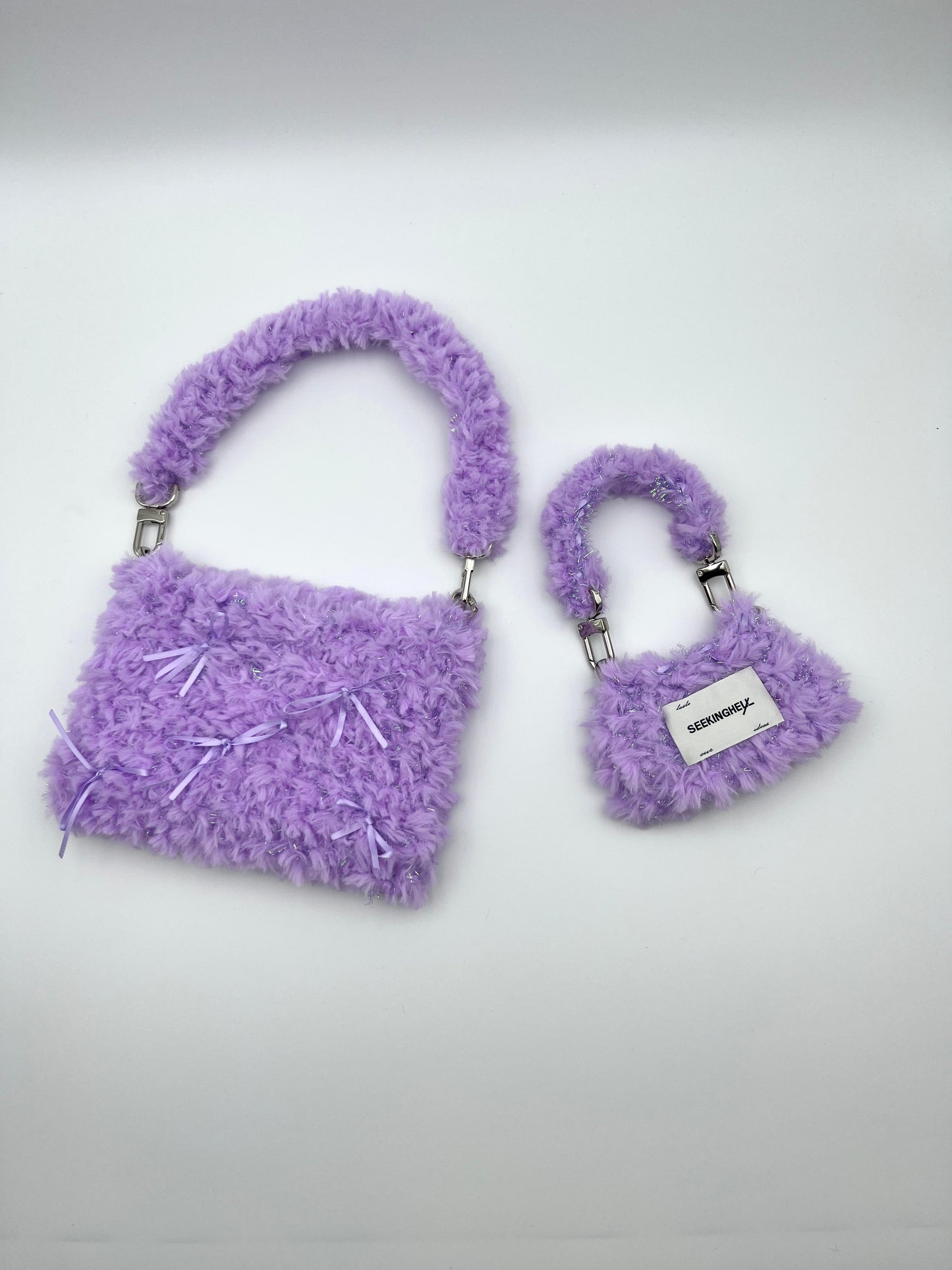 Seekinghel_ Fluffy Pocket Bag _Top Handle(Purple)